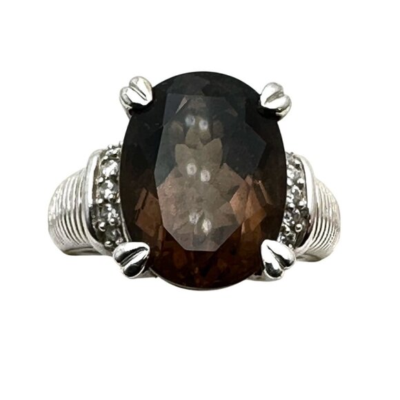 Judith Ripka Womens Ring Sterling Silver Smoky Topaz Size 9 - Picture 1 of 4